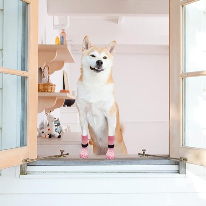 EXPAWLORER Anti Slip Dog Socks to Prevent Licking Paws, Doggie Shoes for Hot Pavement, Pet Booties for Small Medium Large Senior Dogs, Traction Control Dog Boots & Paw Protectors for Hardwood Floors
