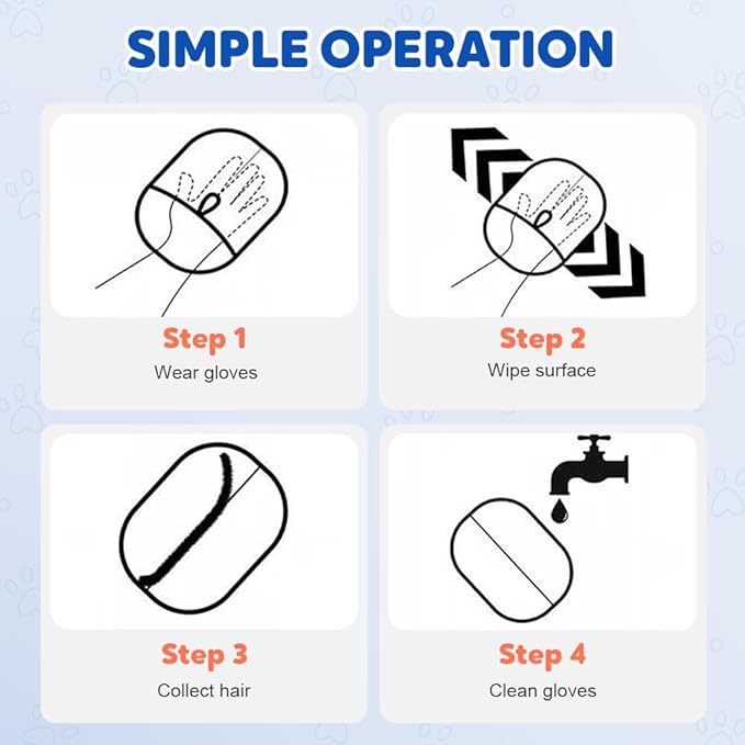 Pet Hair Remover Glove, 2 Pcs New Upgrade Efficient Grooming Gloves for Pet Hair, Reusable Dog Cat Hair Grooming Removal Tool for Couch Car Seat