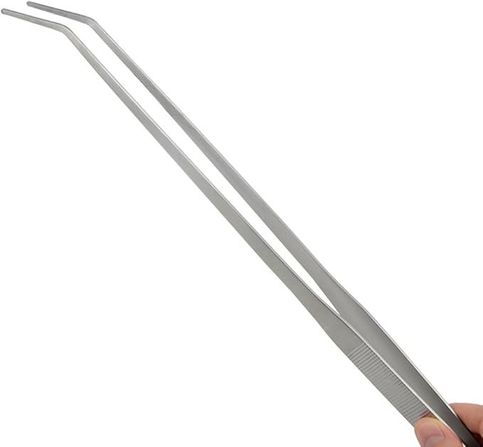 LILYS PET Straight and Bend Stainless Steel Super Thick Tweezers Set,Pliers Aquarium Tool Fish Tank Aquatic Plants Forceps Clip (18.9")