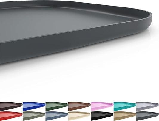 Silicone Pet Feeding Mat with Raised Edge for Food and Water, Dog Bowl Mats, Cat Bowls Placemat with High Lip for Floor Waterproof, Rubber Tray for Cats and Dogs 19 x 12 x 0.7 Dark Grey