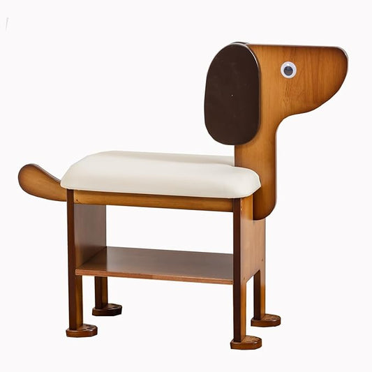 latifolia Puppy Shoe Bench, 2-Tier Solid Wood Entryway Organizer, Cute Pet-Shaped Shoe Bench for Hallway & Living Room(19.68 inch)