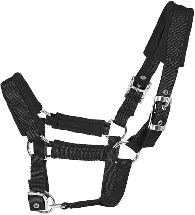 Horse Halter with Wool Lining, Adjustable Halter for Horses Satin Hardware to Prevent Friction, Breakaway Halters for Horses,Perfect for Traction and Performance