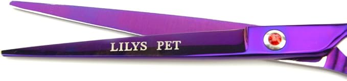 LILYS PET Professional PET Grooming Scissors Kit,Coated Titanium,Sharp and Strong Stainless Steel Blade for Dogs Cats Hair Cutting,3 Pieces of Scissors with a Comb and a Case (7.5 inches, Purple)