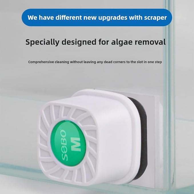 Mini Magnetic Aquarium Brush with Scraper Blade - Fish Tank Dirt Remover for Small Glass/Acrylic Tanks, Safe for Betta & Shrimp (5-20 Gallon) (Large with Scraper)