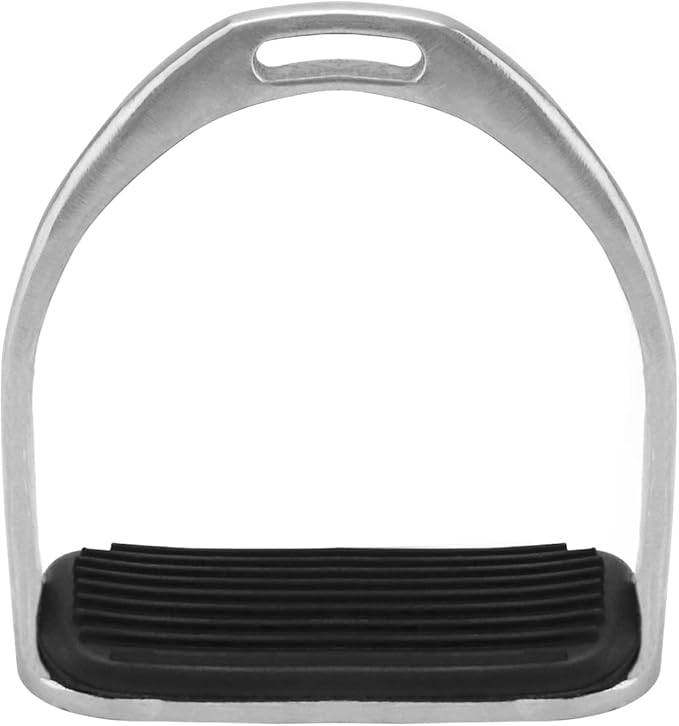 QWORK Horse Riding Stirrups, Hose Saddle, Safety Stirrup, Stainless Steel English Riding Protection Saddle, Knee Ankle Stress Pain Relief, 1 Pair