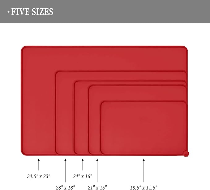 Waterproof Pet Feeding Mat with High Raised Edges, Heavier and Thicker Placemats for Cat Dog Water Bowl with BPA Free, Dogs Cats Food Mats for Messy Drinkers to Prevent Spill and Protect Floors