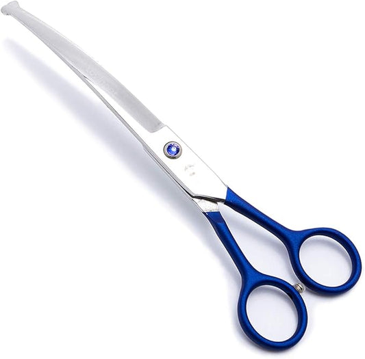 LovinPet Pet Grooming Scissors Curved Right/Left-Handed Pet Round-Tip Grooming 6CR Stainless Steel Safety trimming shears for Dogs and Cats (Easy use Curved Scissor)