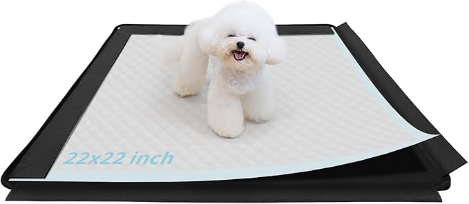 Dog Pee Pad Holder, Puppy Pad Holder, Oxford Cloth Material Soft & Durable, 12 Magnetic Clips, Fits 22" x 22" Pad, Black