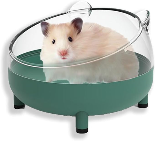 Meow&Woof Hamster Sand Bath Container, Large Sandbox Toilet Gerbil Batheoom, Tiny Chinchilla Dust Bathtub Sand Bath Box for Hamster Cage Accessories 6.5 Inch-Dark Green