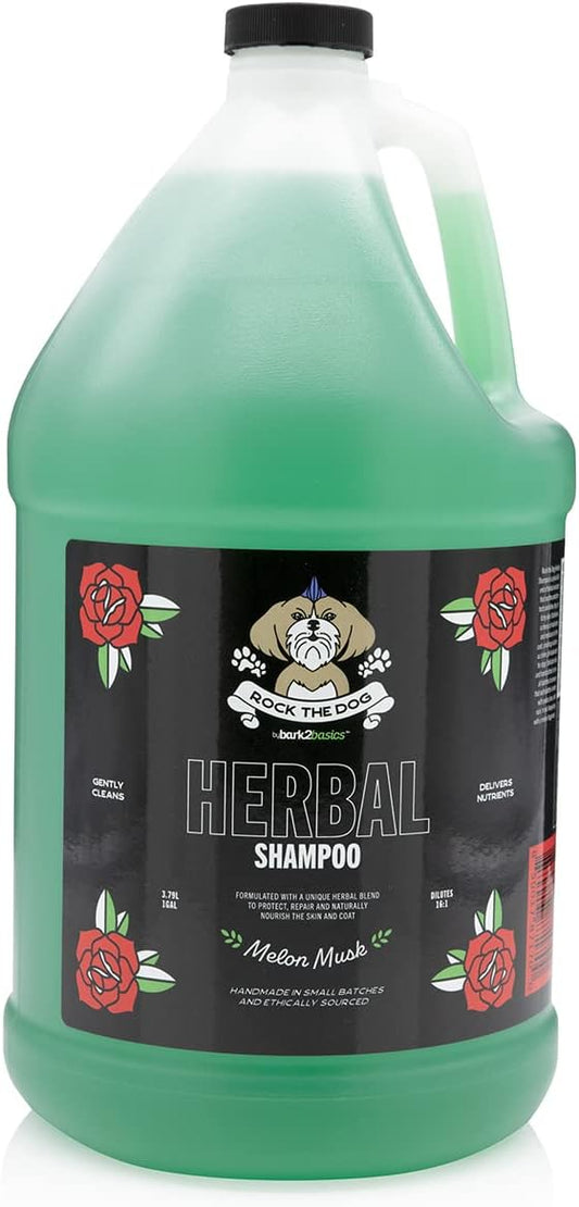 Bark2Basics Rock The Dog Herbal Pet Shampoo, 1 Gallon - Naturally Derived Ingredients, Unique Herbal Blend, Protects, Repairs, and Nourishes, Professional Grade