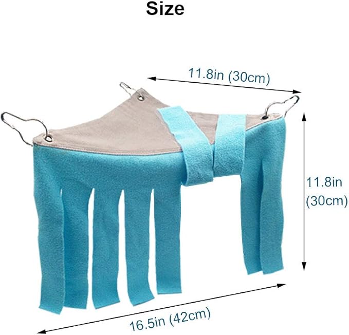 RIOUSSI Guinea Pig Hideout Hideaway Corner Fleece Toys Cage Accessories with Reversible Sides, Geo/Gray-Green+Blue, Pack of 2