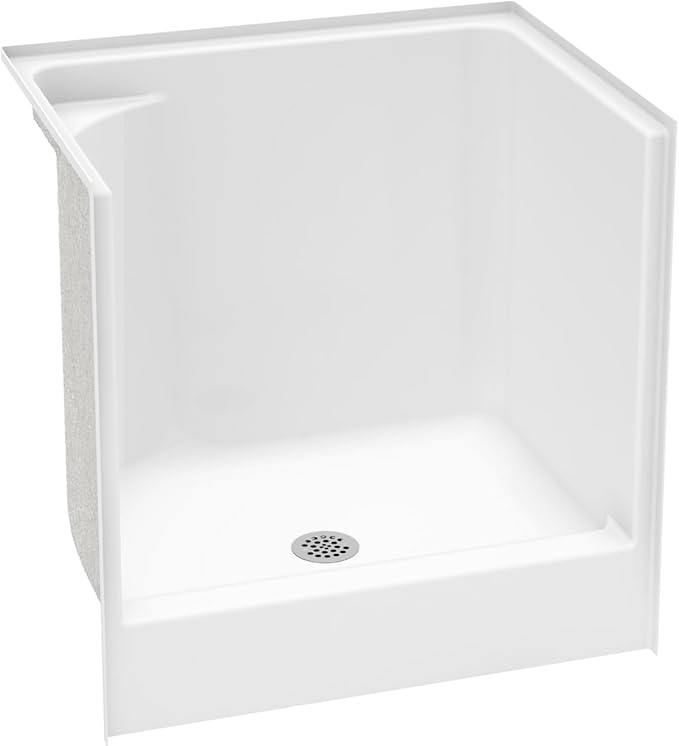 Laurel Mountain Odie 36" x 27" x 36" AcrylX Alcove Center Drain One-Piece Pet Shower in White with Hand-Held Sprayer in Matte Black