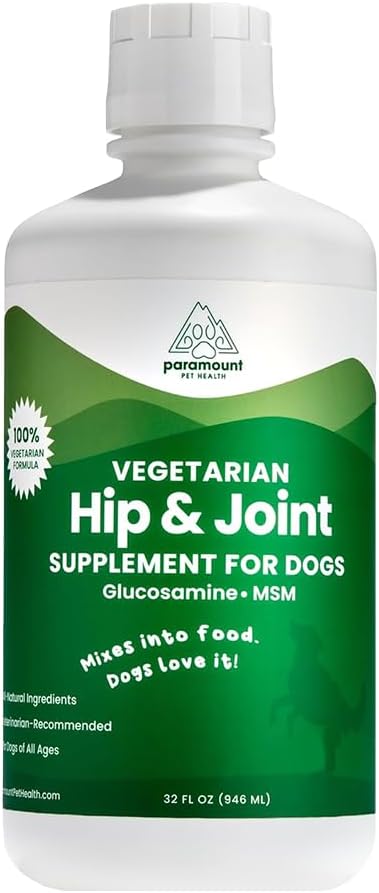 Plant-Based Liquid Glucosamine for Dogs, 1600mg Joint Support with Chondroitin, MSM & Omega 3-6-9, Shellfish-Free Dog Arthritis Supplement for Mobility & Flexibility, Made in USA, 32 oz