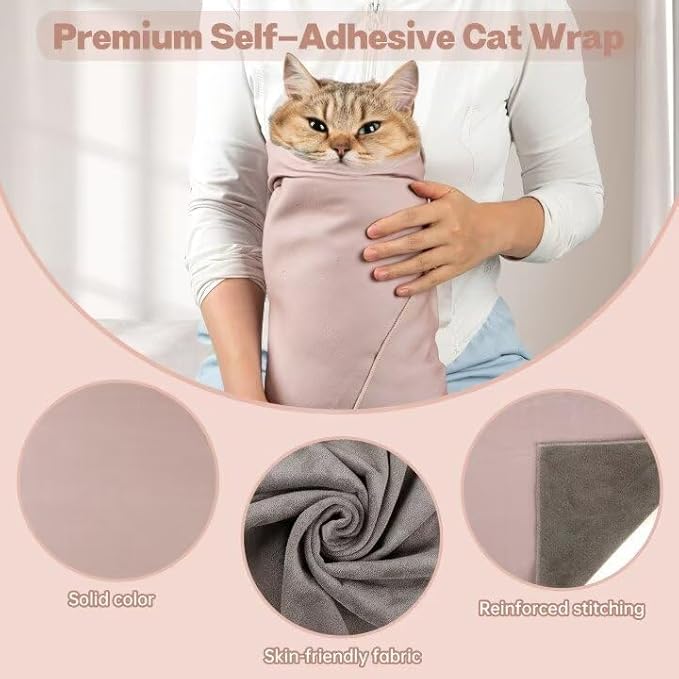 Paw Legend 21.7" Cat Wrap for Grooming Cat Wrap for Cutting Nails Cat Restraint for Nail Clipping Self Adhesive Blanket Restraint Cloth for Cats Within 6lbs