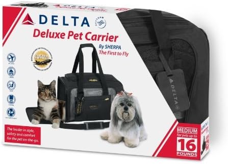 Sherpa Delta Airlines Travel Pet Carrier, Airline Approved & Guaranteed On Board - Black, Medium