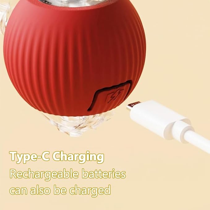 Interactive Cat Toys Ball for Indoor Cats, Auto Moving Cat Toys Interactive Motorized Electric Rolling Ball with Motion Sensor, Indoor Cats to Reduce Boredom (Red)