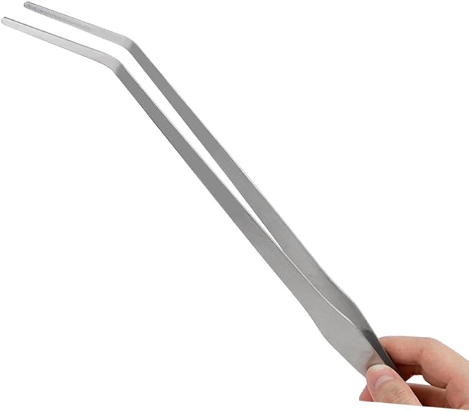 LILYS PET Straight and Curved Stainless Steel Super Thick Tweezers Set,Pliers Aquarium Tool Fish Tank Aquatic Plants Forceps Clip (15")