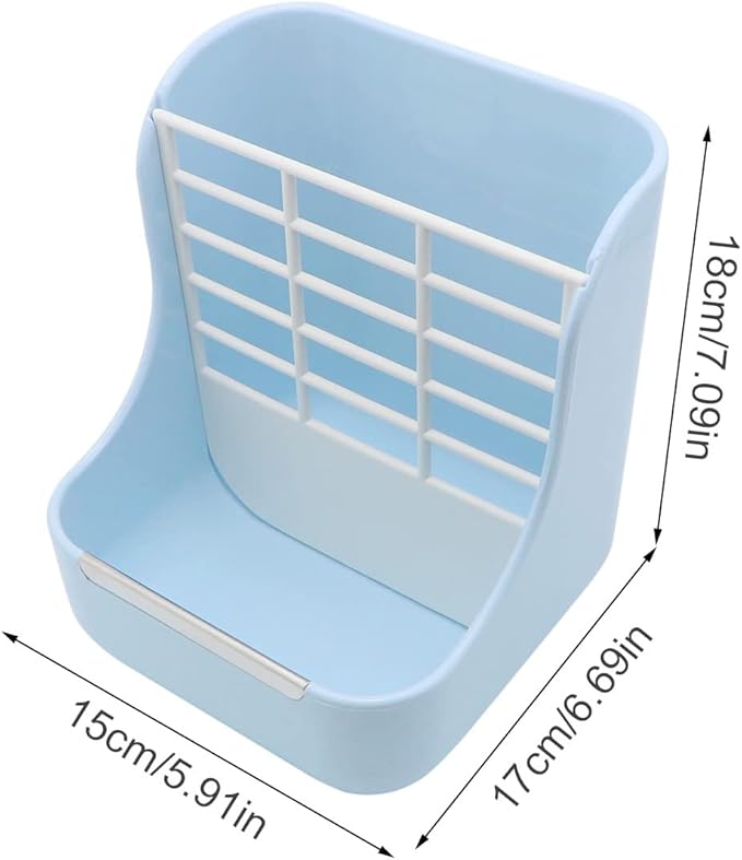 Litewoo Rabbit Hay Feeder Guinea Pig Feeder, 2 in 1 Automatic Small Animal Food Bowl Feeding Cage Accessories (Blue)