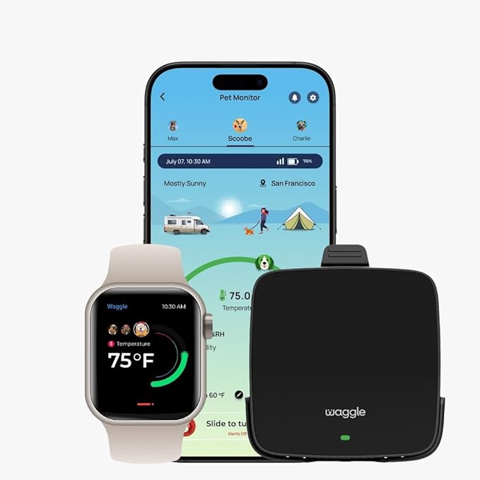 Waggle RV Pet Temperature Monitor + 4G Security Camera with Solar Powered Panel - Supports Multi-Carrier Network