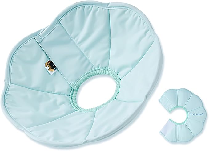 Touchdog Foldable Dog Cone Collar for Cats & Dogs - Adjustable Soft Recovery Collar with Waterproof PU Coating, Lightweight Design, 24.5cm/9.6in Wide Barrier (Blue, M)