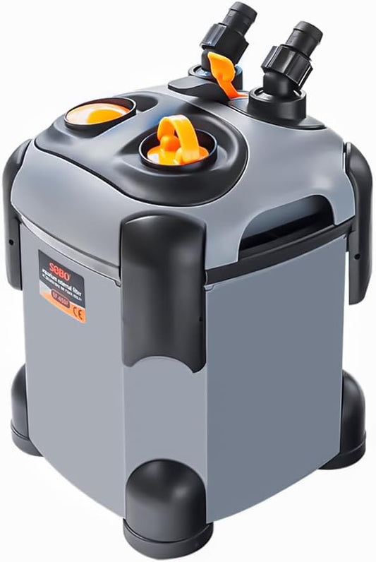 Canister Filter with 3 Media Trays Spray Bar External Canister Filter for Large Fish Tank and Aquariums, SF-650F-UV-171GPH