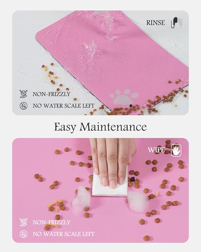 Pet Feeding Mat-Absorbent Dog Mat for Food and Water Bowl-No Stains Quick Dry Water Dispenser Mat-Dog Accessories Pet Supplies-Bowl for Messy Drinkers（BRIGHTPINK,23"x34"