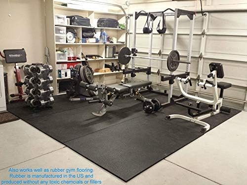 American Floor Mats - Heavy Duty Stall Tiles - Stable/Horse Tiles - Thick, Durable Rubber Flooring Solid Black 8' x 10' Set 3/8" Thick (20 Tiles Total)