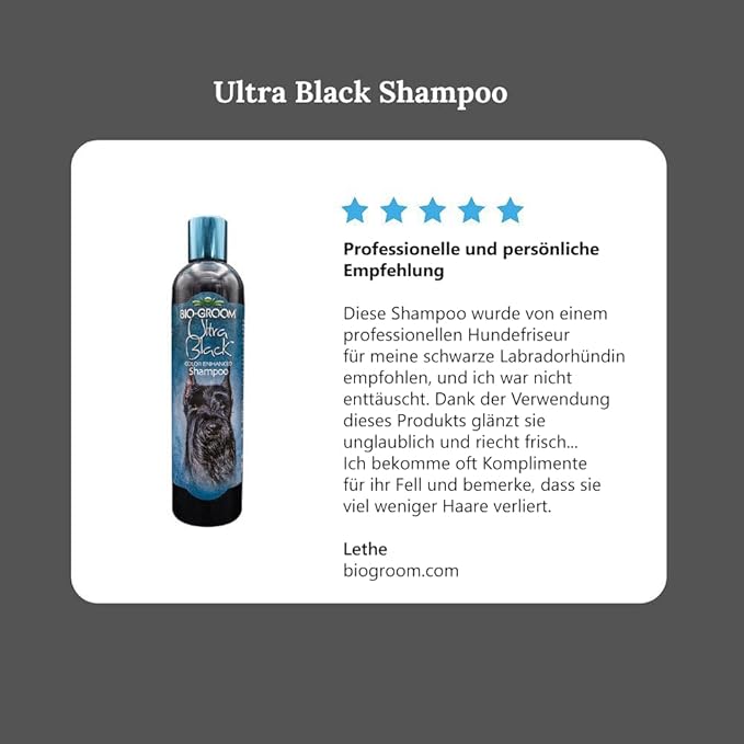 Bio-Groom Ultra-Black Dog Shampoo – Color Enhancing Pet Shampoo, Dog Bathing Supplies, Puppy Wash, Dog Grooming Supplies, Cruelty-Free, Made in USA, Coat Brightener Shampoo – 12 fl oz 1-Pack