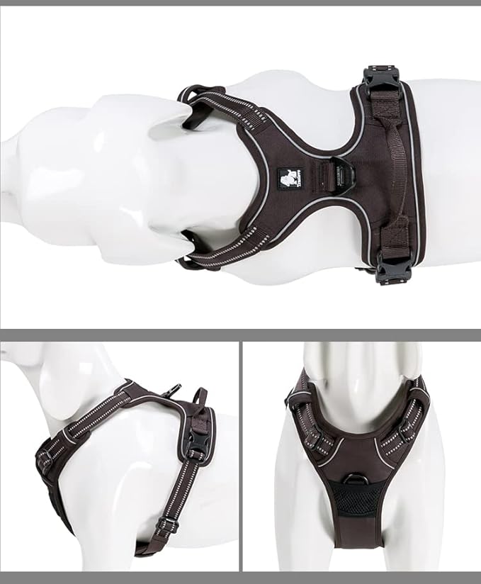 TRUE LOVE Adjustable No-Pull Dog Harness Reflective Pup Vest Harnesses Comfortable Control Brilliant Colors Truelove TLH5651(Brown,XS)