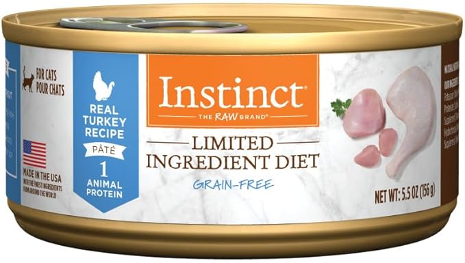 Instinct Limited Ingredient Diet Grain Free Real Turkey Recipe Natural Wet Canned Cat Food by Nature's Variety, 5.5 oz. Cans (Pack of 12)