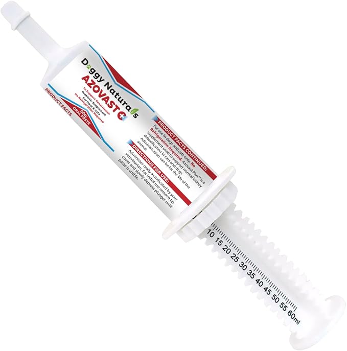 Azovast Plus Kidney Health Supplement for Dogs & Cats, Oral Paste (60 cc) - NO Refrigeration Required - Help Support Kidney Function & Manage Renal Toxins Chicken Flavor (Made in U.S.A(60cc)
