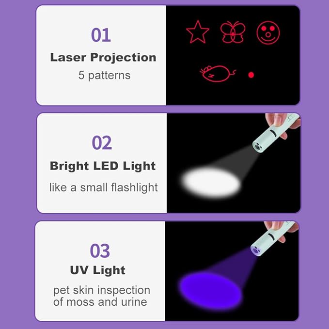 PARTSPOWER Laser Pointer Interative Cat Toy for Cats to Chase, Rechargeable Red Laser Light Pointer Exercises Training Tool for Kittens Cats Dogs (Purple)