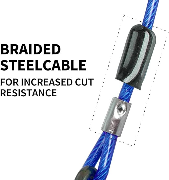 Dog tie Out Cable, 10/20/25/30/50/70/100 feet, Suitable for Dogs up to 350 pounds, Dog Cable with Swivel Buckle, Lightweight, Non-Winding, for Outdoor Camping, Yard Dog Cable (Blue, 20FT)