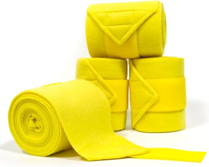 Horse Polo Leg Wraps Soft Fleece Wraps Equestrian Leg Bandage 4-Pack (Cob(8.2ft), Yellow)