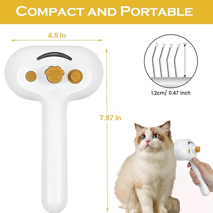 3-1 Cat Steam Brush for Shedding, Steamy Grooming Brush for Long & Short Hair Cats & Dogs, Self-Cleaning Pet Hair Removal Comb with Water Tank Dog
