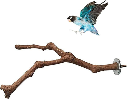 PINVNBY Parrot Perches Natural Birds Stand Wild Grape Stick Grinding Paw Climbing Wood Cage Accessories and Toy for Parakeet, Lovebirds,Budgies,Cockatiels and Finches