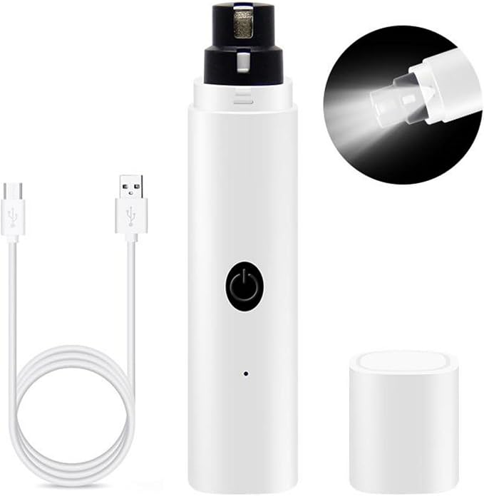 Quiet Rechargeable Pet Nail Grinder - Dog Nail Clippers and Grinder - with LED Lights and Quick Sensor, Diamond-Tip Dust Collector, Suitable for Large Dogs, Small Cats, and Rabbits (Pink)