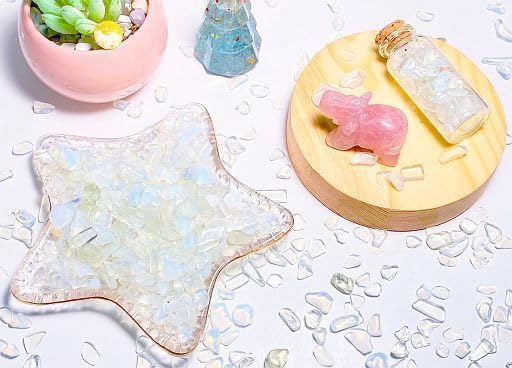 YATOJUZI Opal 1LB Aquarium Gravel Rocks Bulk Wholesale Tumbled Crystals Stones Chips Crushed Reiki Energy Balancing Gemstones for Planters Vase Filler Fountain Fish Tank Potted Decor