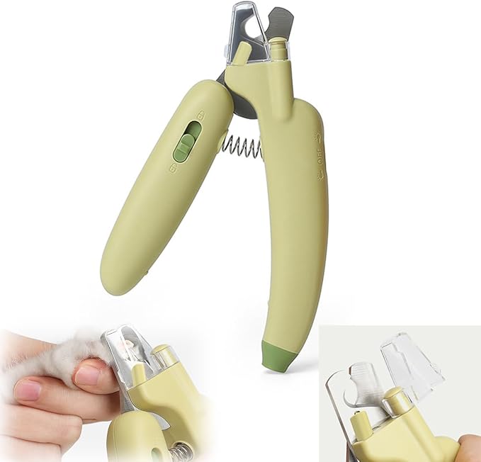 LED Pet Nail Clippers,Upgrade Cat Nail Clipper with Light,Cat Claw Trimmer Nail Clippers for Dogs,Trim Your Pets Nails Easy and Pain-Free Grooming Tool for Small Animals (Green)