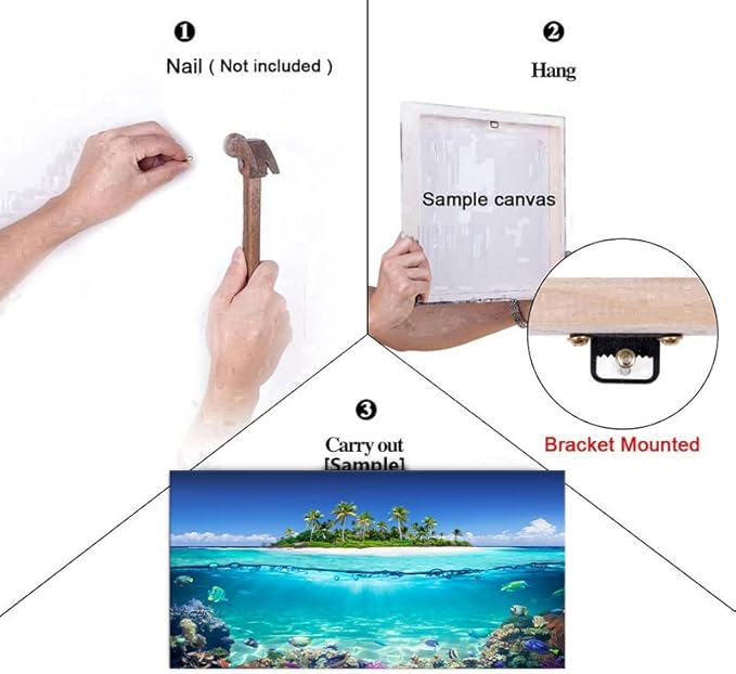 Tropical Island Coral Reef Landscape Canvas Wall Art for Living Room,Unique View Split Waterline Scenery,Beautiful Nature Summer Travel Scenic Picture Print Artwork Painting Decor,Inner Frame 30x60