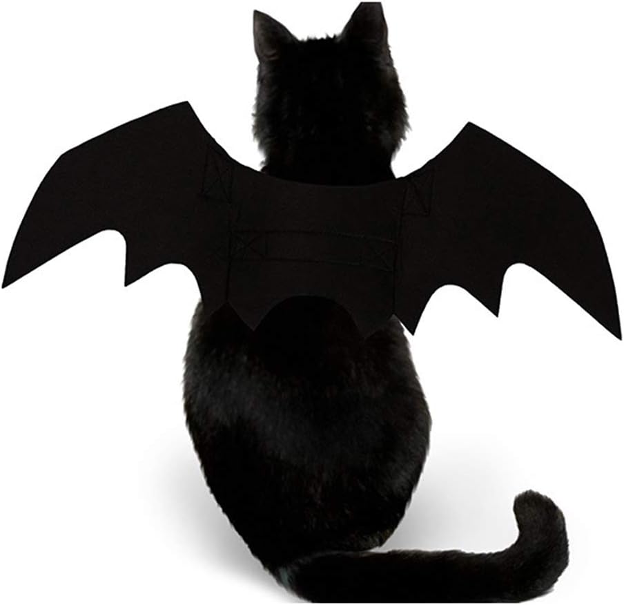 Pet Cat Bat Wings for Halloween Party Decoration, Puppy Collar Leads Cosplay Bat Costume,Cute Puppy Cat Dress Up Accessories(Black, Pink, Purple, Yellow)