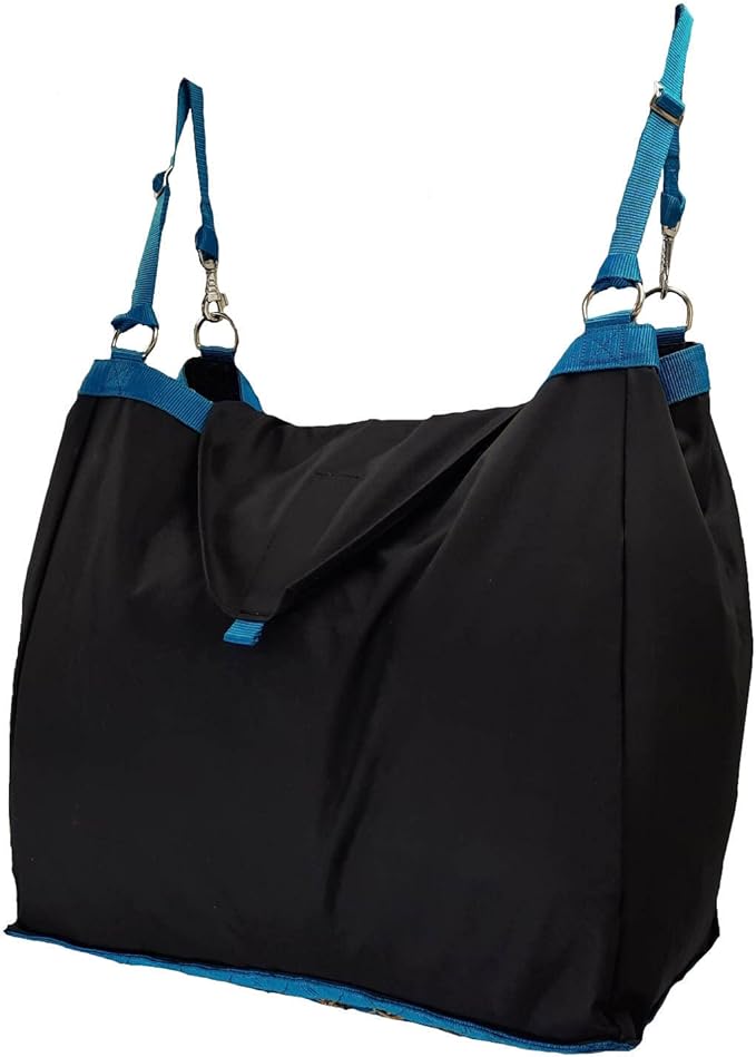 Supreme Slow Feed Top Load Hay Bag with Super Tough Bottom (Black and Turquoise)