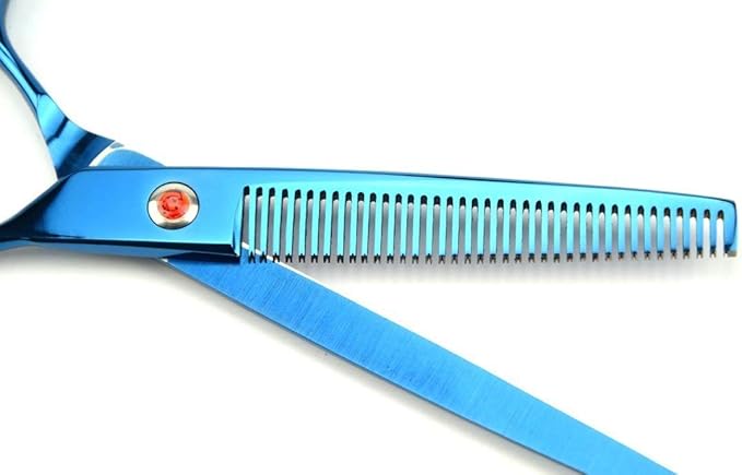 LILYS PET Professional PET Grooming Scissors Kit,Coated Titanium,Sharp and Strong Stainless Steel Blade for Dogs Cats Hair Cutting,3 Pieces of Scissors with a Comb and a Case (8.0 inches, Blue)