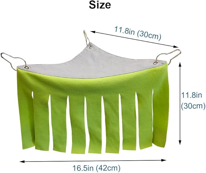 RIOUSSI Guinea Pig Hideout Hideaway Corner Fleece Toys Cage Accessories with Reversible Sides, Geo/Gray-Green