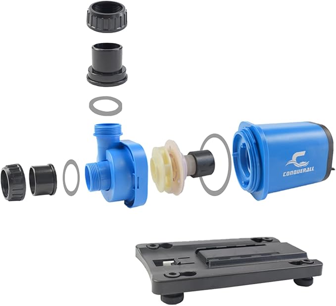 CONQUERALL 2640GPH 65W 24.5ft DC 24V Sine Wave Quite Submersible and Inline Pump for Fish Tank, Fountains, Hydroponics, Waterfalls, Aquariums, Fresh and Sea Water CHS-10000 NdFeB Magnet 3year