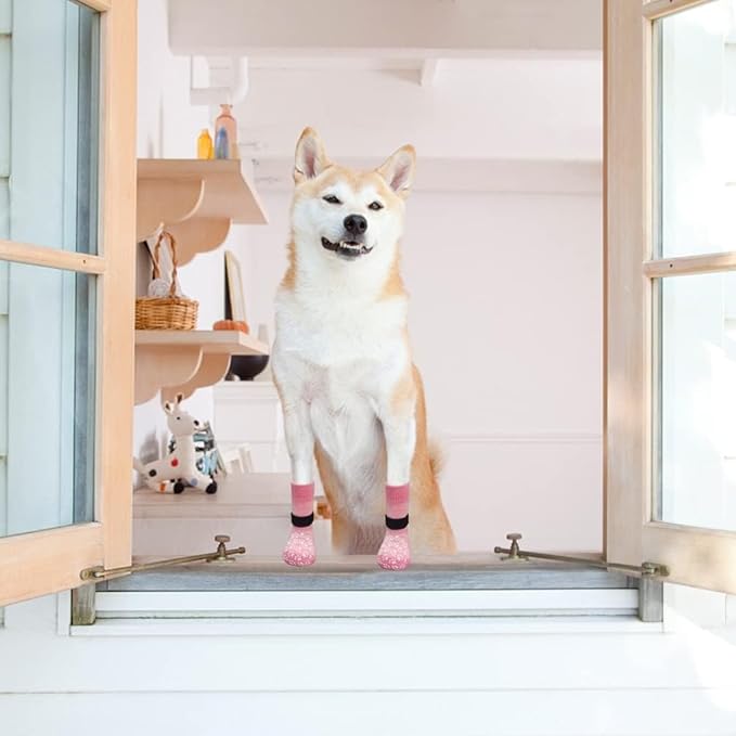 EXPAWLORER Anti Slip Dog Socks to Prevent Licking Paws, Dog Shoes for Hot Pavement, Dog Booties for Small Medium Large Senior Dogs, Traction Control Boots & Paw Protectors for Hardwood Floors