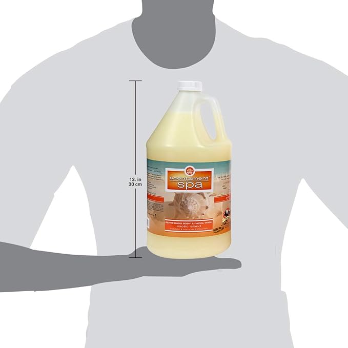 Best Shot Scentament Spa Seasonal Body and Facial Wash, Tearless Shampoo, Hypoallergenic Body Wash, Removes Tear Stains, Exotic Island, 1 Gallon