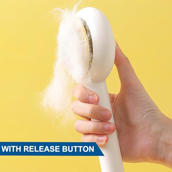 Cat Brush for Short or Long Haired Cats Dogs Rabbits, Cute Dog Brush with Release Button for Massage and Removes Loose Fur