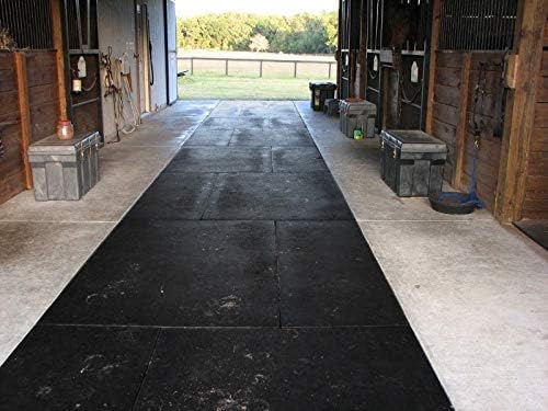 American Floor Tiles - Heavy Duty Stall Tiles - Stable/Horse Tiles - Thick, Durable Rubber Flooring Solid Black 8' x 12' Set 1/2" Thick (24 Tiles Total)