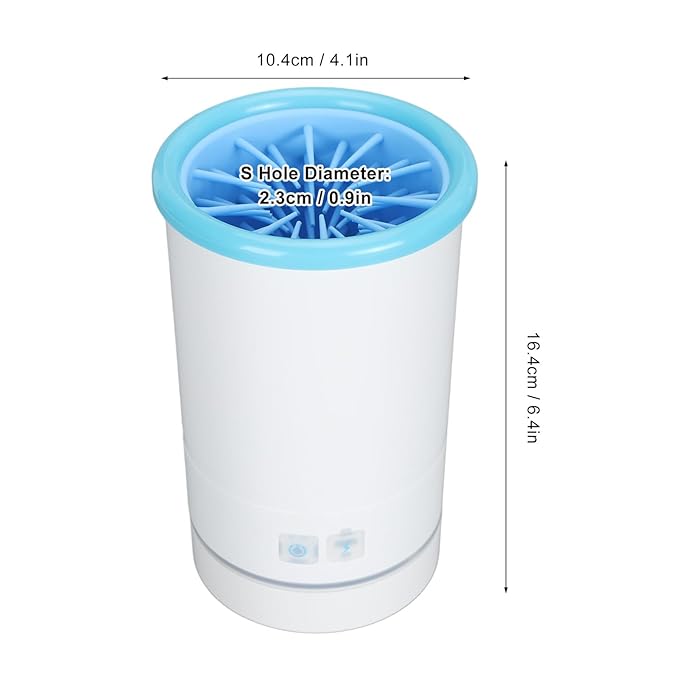Automatic Dog Cleaner, Soft Electric Washer USB Rechargeable Portable Cleaner Cup, Dog Foot Cleaning Machine for Small to Medium Dogs Cats (White Blue)